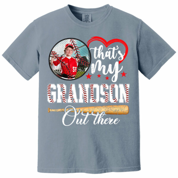 That's My Grandson Out There - Custom Upload Photo Baseball Shirt - Image 9
