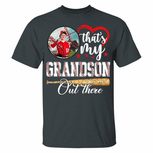That's My Grandson Out There - Custom Upload Photo Baseball Shirt - Image 5