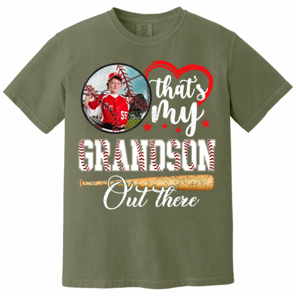 That's My Grandson Out There - Custom Upload Photo Baseball Shirt - Image 8