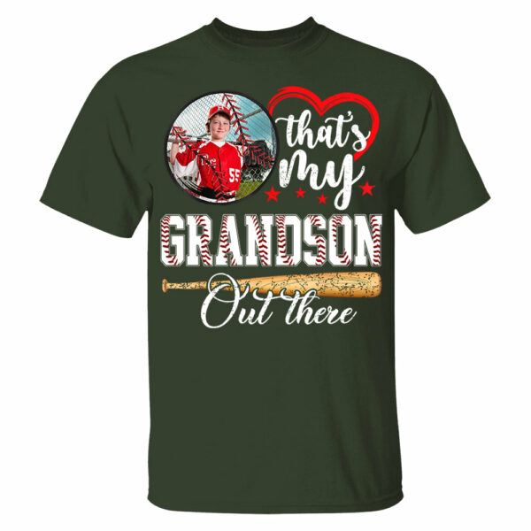 That's My Grandson Out There - Custom Upload Photo Baseball Shirt - Image 4