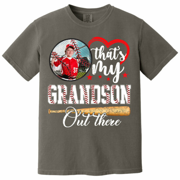 That's My Grandson Out There - Custom Upload Photo Baseball Shirt - Image 14