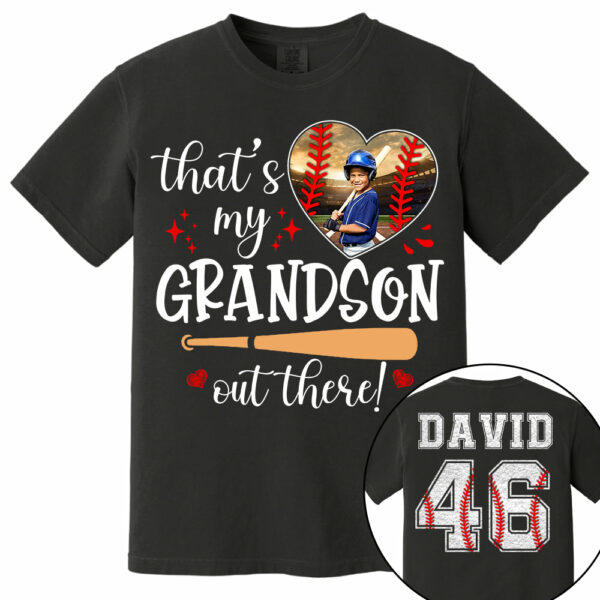 That's My Grandson Out There, Custom Photo Baseball Shirt, Gift For Baseball Lover, A2110 - Image 7