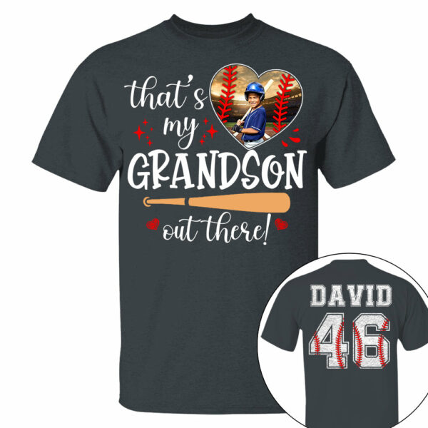 That's My Grandson Out There, Custom Photo Baseball Shirt, Gift For Baseball Lover, A2110 - Image 3