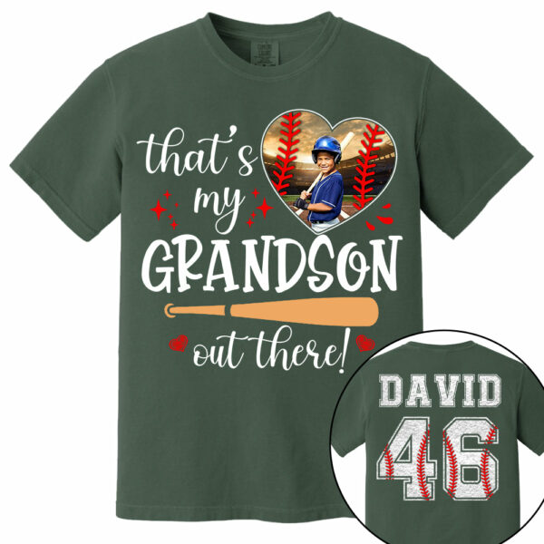 That's My Grandson Out There, Custom Photo Baseball Shirt, Gift For Baseball Lover, A2110 - Image 9
