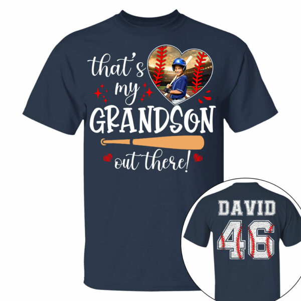 That's My Grandson Out There, Custom Photo Baseball Shirt, Gift For Baseball Lover, A2110 - Image 4