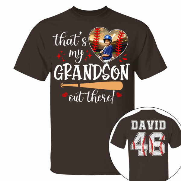 That's My Grandson Out There, Custom Photo Baseball Shirt, Gift For Baseball Lover, A2110 - Image 5