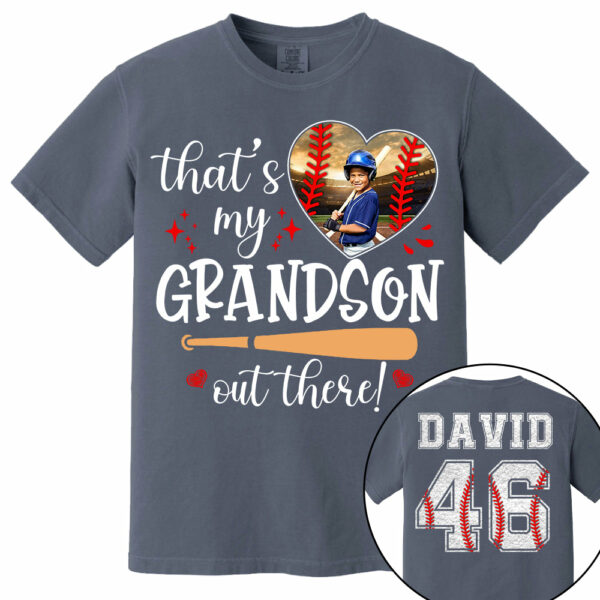 That's My Grandson Out There, Custom Photo Baseball Shirt, Gift For Baseball Lover, A2110 - Image 8