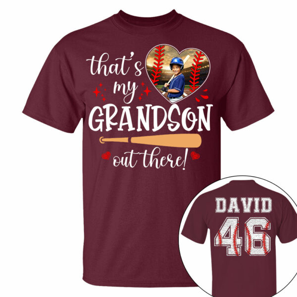 That's My Grandson Out There, Custom Photo Baseball Shirt, Gift For Baseball Lover, A2110 - Image 6