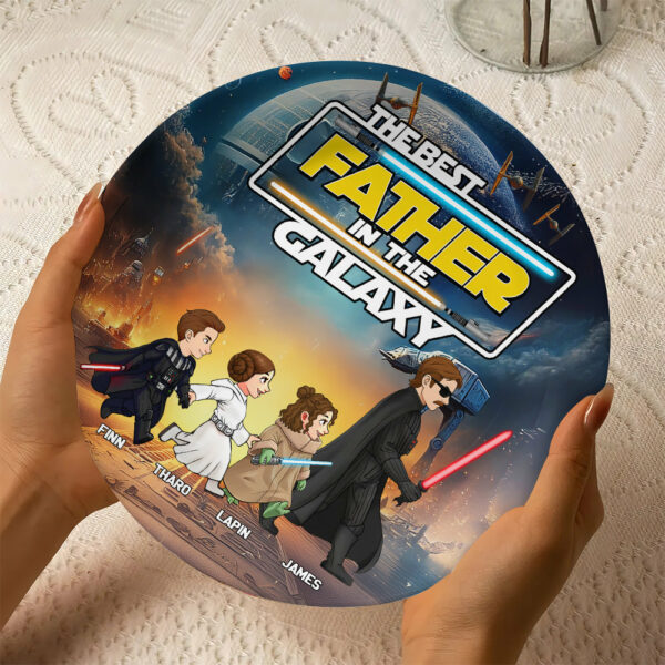 The Best Father In The Galxy - Personalized Full Print Ceramic Plate With Stand For Dad NA04 - Image 4