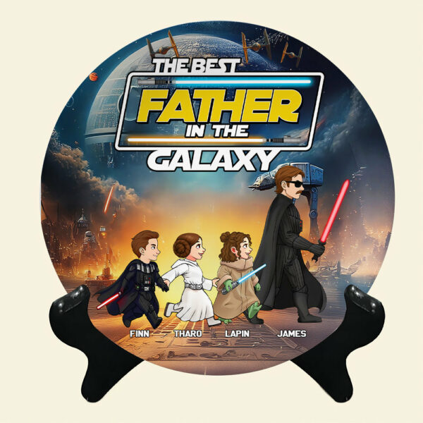 The Best Father In The Galxy - Personalized Full Print Ceramic Plate With Stand For Dad NA04 - Image 5