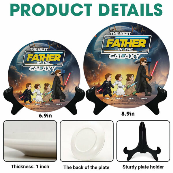 The Best Father In The Galxy - Personalized Full Print Ceramic Plate With Stand For Dad NA04 - Image 6