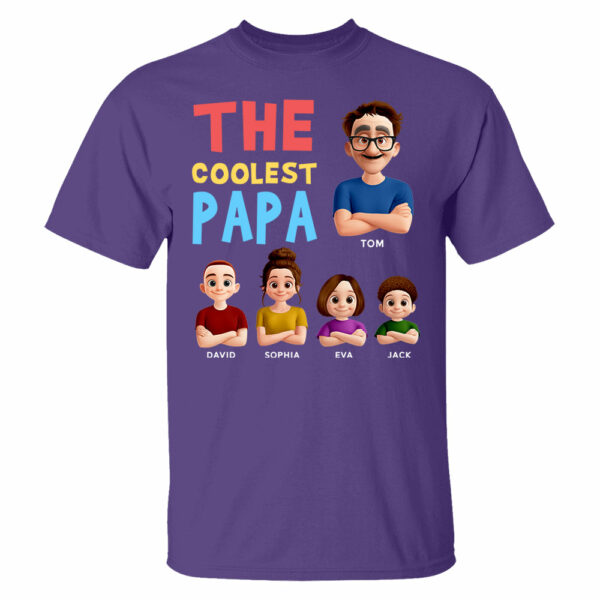 The Coolest Papa - Personalized Funny Shirt For Dad Grandpa NA04 - Image 5
