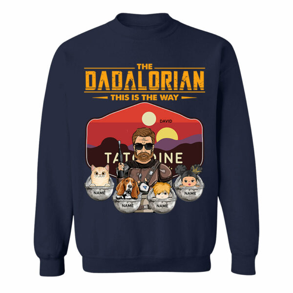 The Dadalorian - Personalized Shirt Gift For Dad Custom Nickname, Kid Pet New Version With Tatooine Sunset Shirt Gift For Dad - Image 7