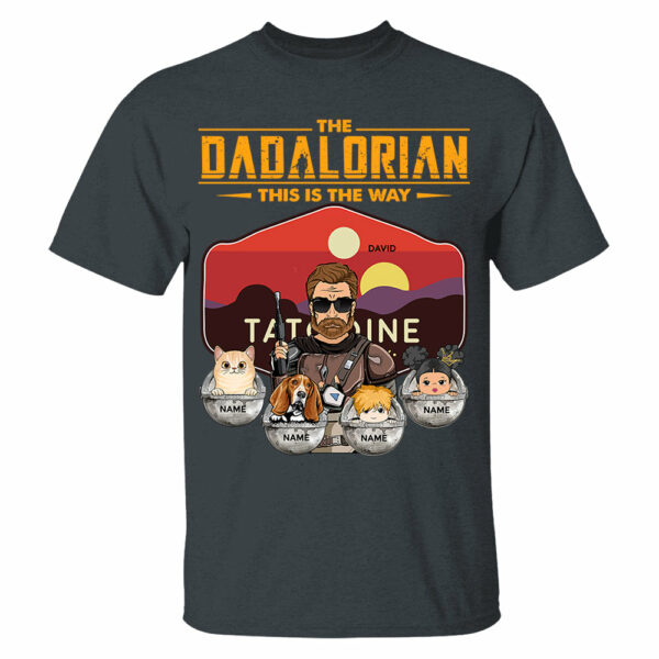 The Dadalorian - Personalized Shirt Gift For Dad Custom Nickname, Kid Pet New Version With Tatooine Sunset Shirt Gift For Dad - Image 3
