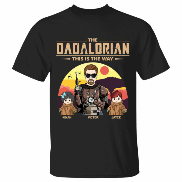 The Dadalorian This Is The Way - Personalized Shirt Custom Tatooine Background With Kids - Image 2