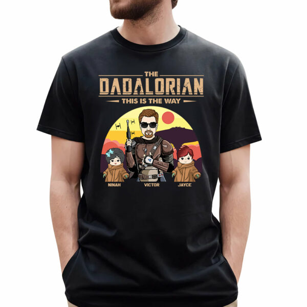 The Dadalorian This Is The Way - Personalized Shirt Custom Tatooine Background With Kids - Image 3
