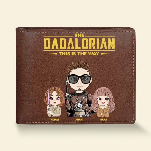 The Dadalorian This Is The Way Personalized Leather Wallet Gift For Dad - Custom Cute Art Nickname With Kids - Image 2