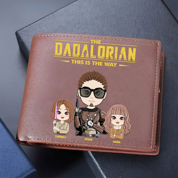 The Dadalorian This Is The Way Personalized Leather Wallet Gift For Dad - Custom Cute Art Nickname With Kids - Image 6