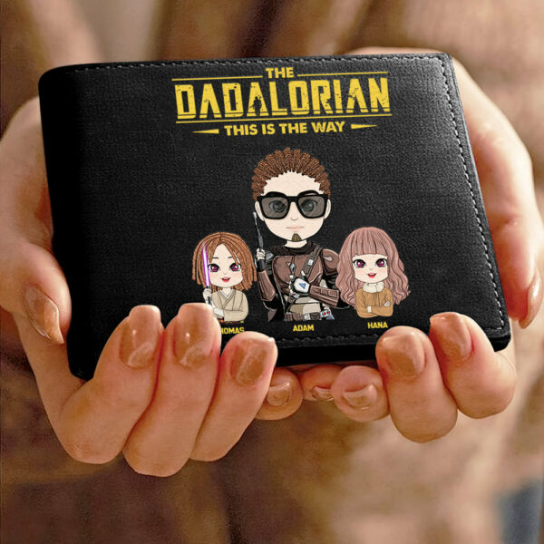 The Dadalorian This Is The Way Personalized Leather Wallet Gift For Dad - Custom Cute Art Nickname With Kids - Image 5