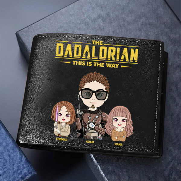 The Dadalorian This Is The Way Personalized Leather Wallet Gift For Dad - Custom Cute Art Nickname With Kids - Image 7