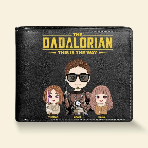 The Dadalorian This Is The Way Personalized Leather Wallet Gift For Dad - Custom Cute Art Nickname With Kids - Image 3