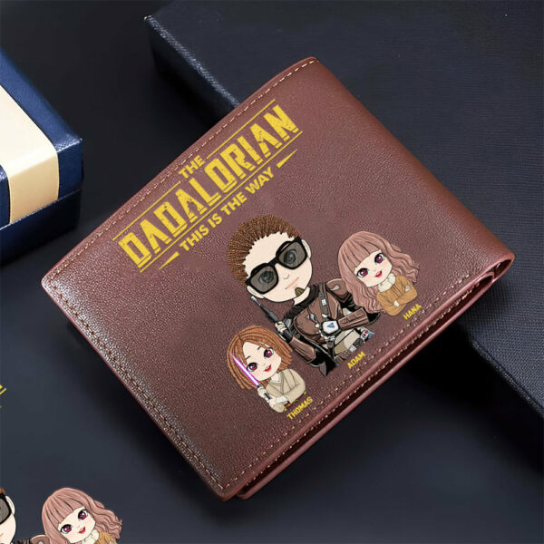 The Dadalorian This Is The Way Personalized Leather Wallet Gift For Dad - Custom Cute Art Nickname With Kids - Image 4