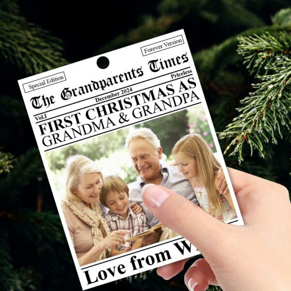 The First Christmas Grandparents Times - Personalized Acrylic Photo Ornament - Image 4