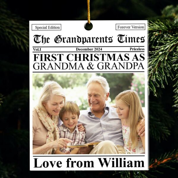 The First Christmas Grandparents Times - Personalized Acrylic Photo Ornament - Image 6