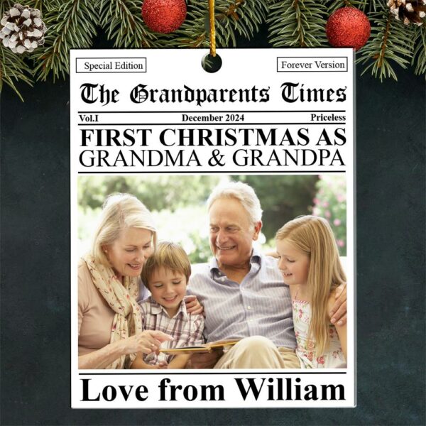 The First Christmas Grandparents Times - Personalized Acrylic Photo Ornament - Image 2