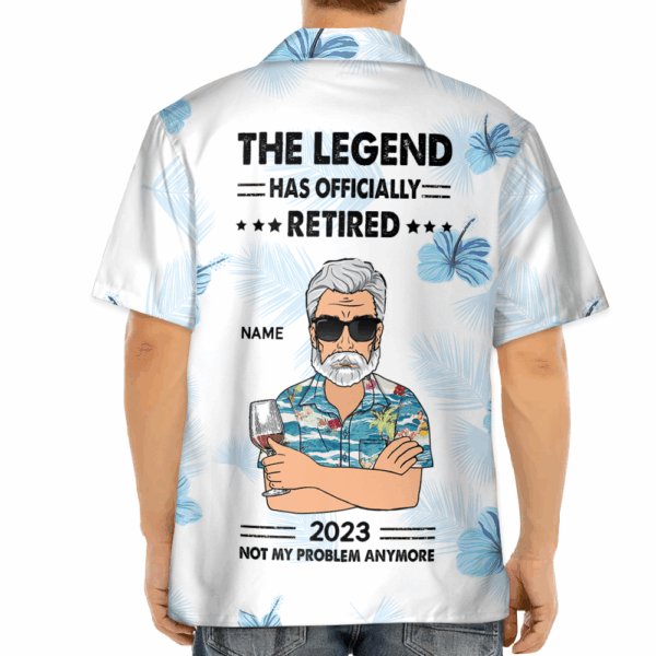The Legend Has Officially Retired - Personalized Hibiscus Hawaiian Shirt Retirement Gift For Grandpa - Image 2
