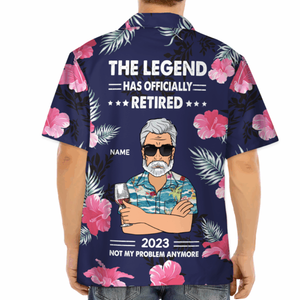 The Legend Has Officially Retired - Personalized Retirement Hibiscus Hawaiian Shirt Gift For Grandpa - Image 2