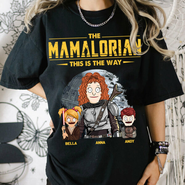 The Mamalorian - Personalized Shirt Gift For Dad Mom Custom Nickname With Kids Dark Vr3