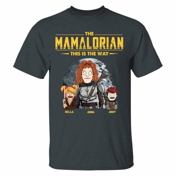 The Mamalorian - Personalized Shirt Gift For Dad Mom Custom Nickname With Kids Dark Vr3 - Image 3