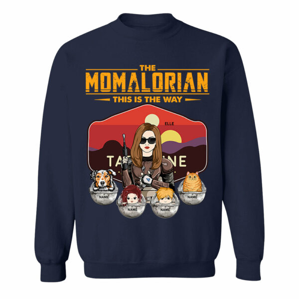 The Momalorian - Personalized Shirt Gift For Mom Custom Nickname, Kid Pet New Version With Tatooine Sunset Shirt Gift For Mom - Image 7