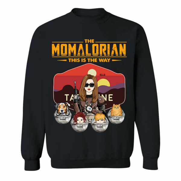 The Momalorian - Personalized Shirt Gift For Mom Custom Nickname, Kid Pet New Version With Tatooine Sunset Shirt Gift For Mom - Image 6
