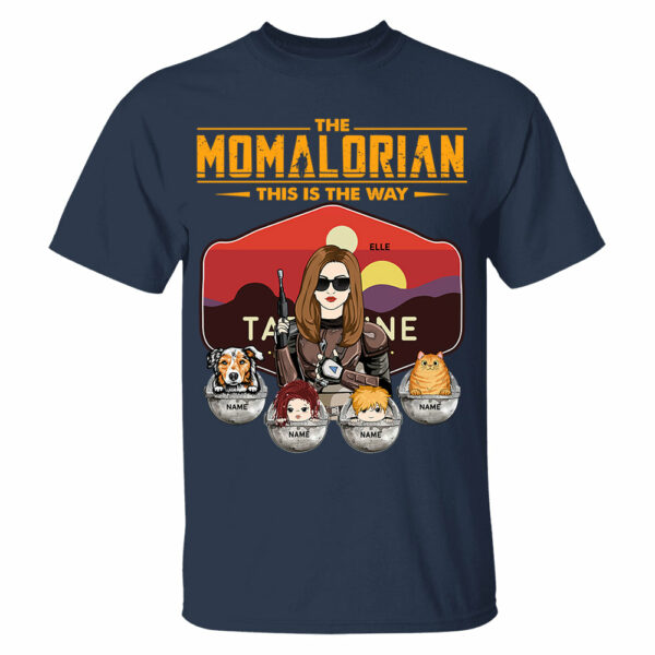 The Momalorian - Personalized Shirt Gift For Mom Custom Nickname, Kid Pet New Version With Tatooine Sunset Shirt Gift For Mom - Image 3