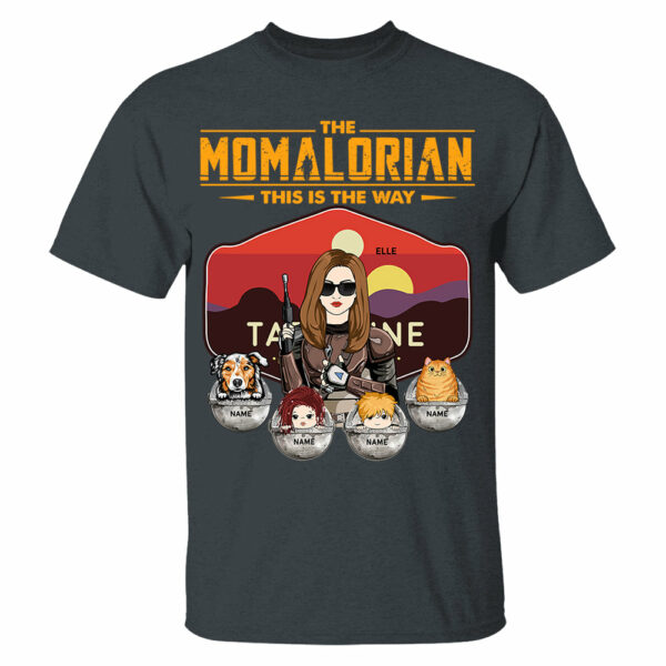 The Momalorian - Personalized Shirt Gift For Mom Custom Nickname, Kid Pet New Version With Tatooine Sunset Shirt Gift For Mom - Image 2