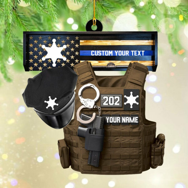 Thin Blue Line - Police Gear Rack Christmas Personalized Two Sided Shaped Christmas Ornament Custom Badges Ornament H2511 - Image 7