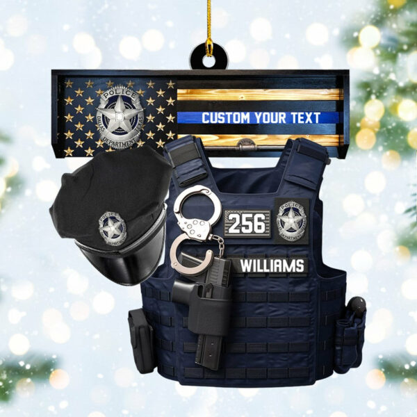 Thin Blue Line - Police Gear Rack Christmas Personalized Two Sided Shaped Christmas Ornament Custom Badges Ornament H2511 - Image 8