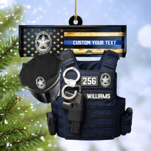 Thin Blue Line - Police Gear Rack Christmas Personalized Two Sided Shaped Christmas Ornament Custom Badges Ornament H2511