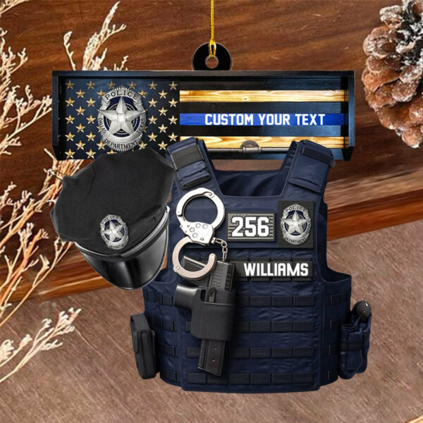 Thin Blue Line - Police Gear Rack Christmas Personalized Two Sided Shaped Christmas Ornament Custom Badges Ornament H2511 - Image 6