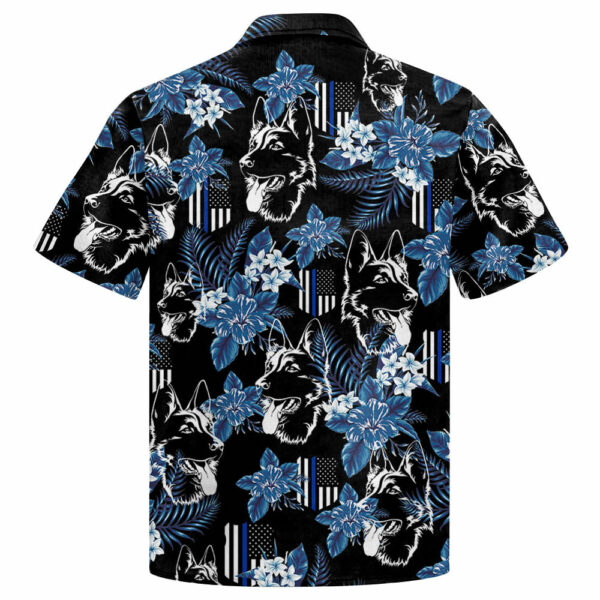 Thin Blue Line Hawaiian Shirt German Shepherd Police Seamless Pattern Hawaiian Shirt - Image 2