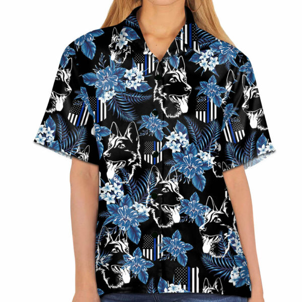 Thin Blue Line Hawaiian Shirt German Shepherd Police Seamless Pattern Hawaiian Shirt - Image 6