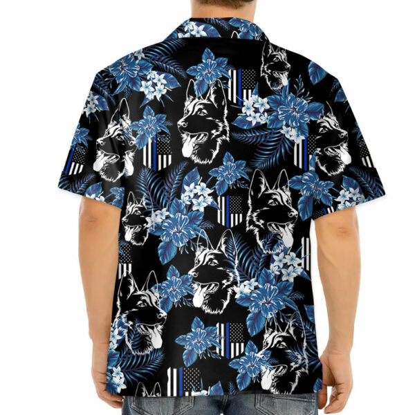 Thin Blue Line Hawaiian Shirt German Shepherd Police Seamless Pattern Hawaiian Shirt - Image 4