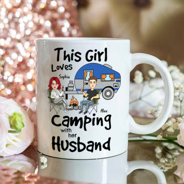 This Girl Loves Camping With Her Husband - Personalized Mug For Camping Couple - Image 4