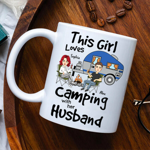 This Girl Loves Camping With Her Husband - Personalized Mug For Camping Couple - Image 5