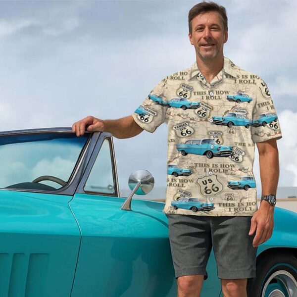 This Is How I Roll - Custom Vehicle Photo Upload Car Route 66 Hawaiian Shirt - Image 2