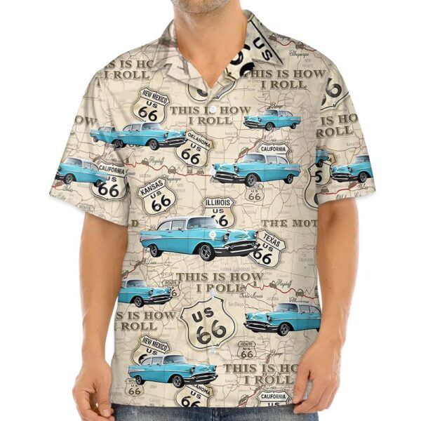 This Is How I Roll - Custom Vehicle Photo Upload Car Route 66 Hawaiian Shirt - Image 4