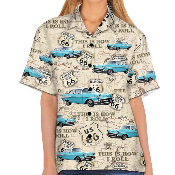 This Is How I Roll - Custom Vehicle Photo Upload Car Route 66 Hawaiian Shirt - Image 5