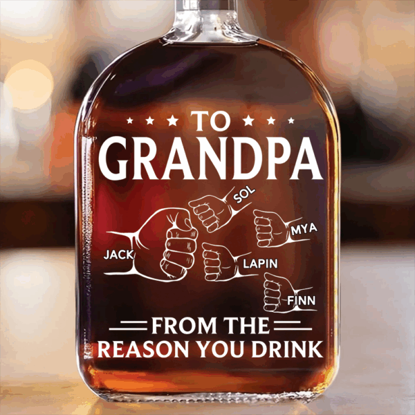 To Grandpa From The Reason You Drink - Family Personalized Custom Whiskey Bottle - Father's Day, Gift For Dad, Grandpa TU20 - Image 3